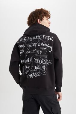 DEFACTO Oversize Fit Back Printed Hooded Sweatshirt