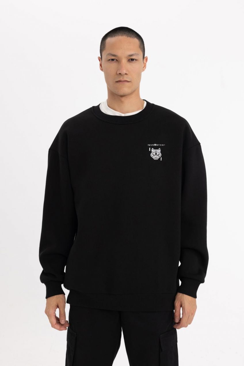 DEFACTO Oversize Fit Crew Neck Back Printed Sweatshirt