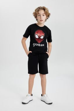 DEFACTO Boy's Marvel Spiderman Short Sleeve T-shirt Shorts 2-Piece Set