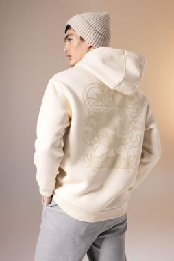 DEFACTO Oversize Fit Hooded Back Printed Thick Sweatshirt