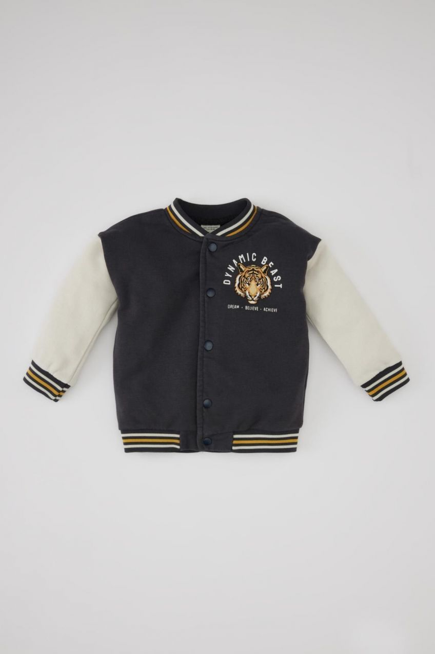DEFACTO Baby Boy Bomber Collar Tiger Patterned College Cardigan