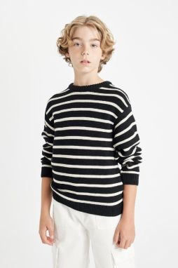 DEFACTO Boy's Crew Neck Striped Sweater