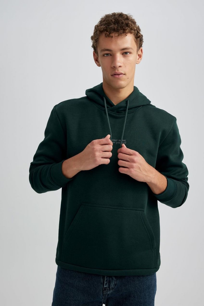 DEFACTO Regular Fit Hooded Printed Sweatshirt
