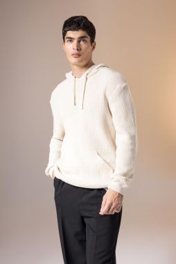 DEFACTO Relax Fit Hooded Thessaloniki Fabric Sweater