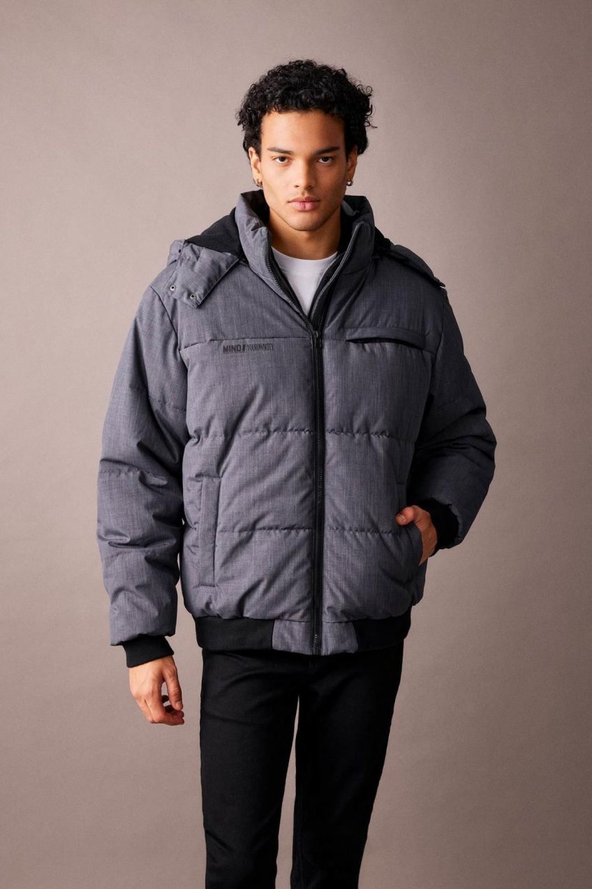 DEFACTO Regular Fit Hooded, Fleece Lined Puffer Coat