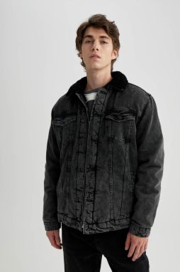 DEFACTO Slim Fit Faux Fur Collar Jean Jacket