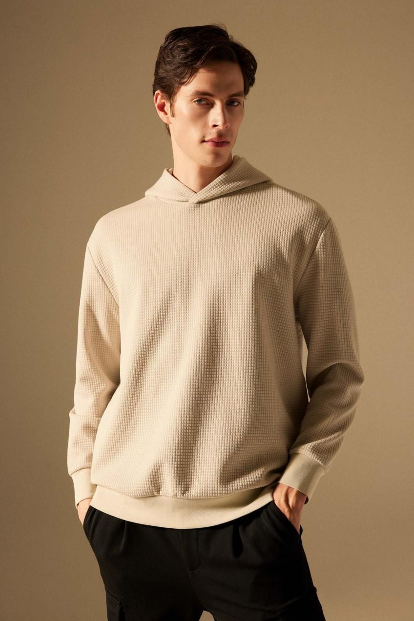 DEFACTO Oversize Fit Hooded Quilted Sweatshirt