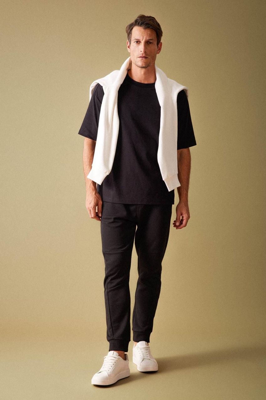 DEFACTO Slim Fit Zipper Pocket Flexible Leg Pique Sweatpants