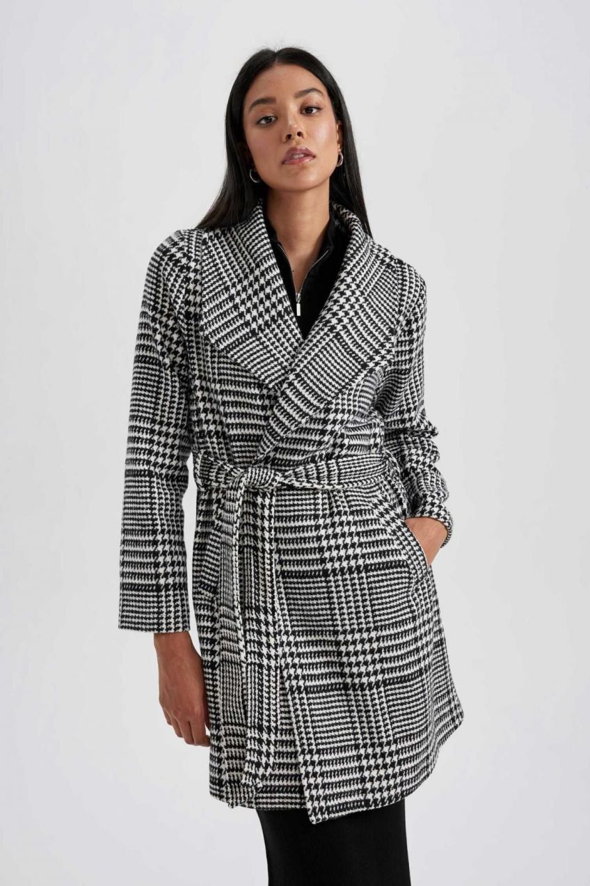 DEFACTO Regular Fit Plaid Patterned Cachet Coat