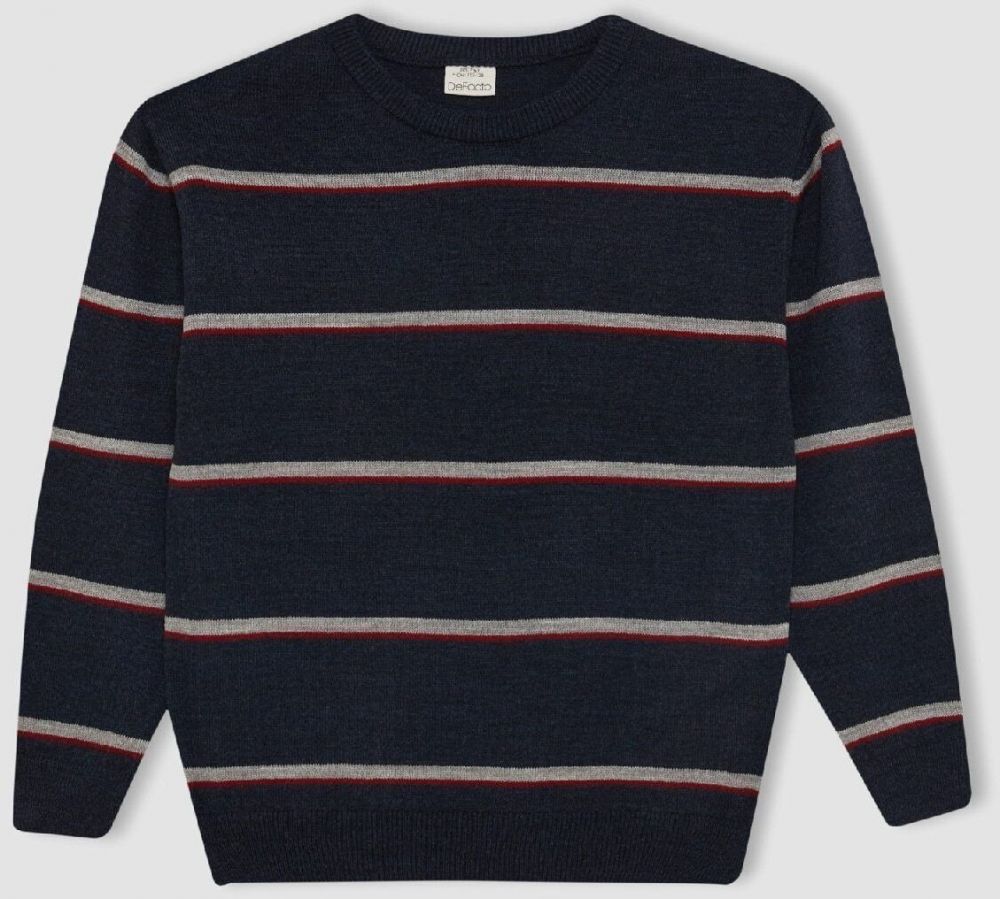 DEFACTO Boy's Crew Neck Striped Sweater
