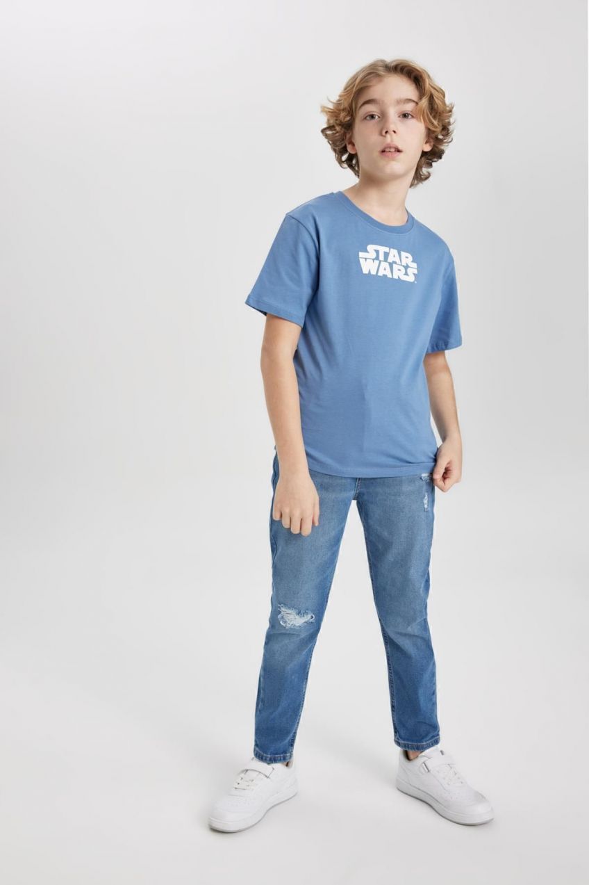 DEFACTO Boy's Carrot Fit Ripped Detailed Straight Leg Jean Trousers