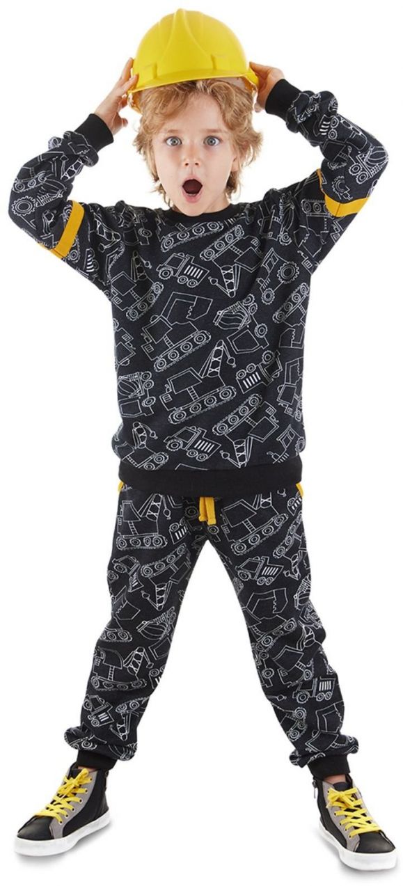 Denokids Cars Boy's Black Tracksuit Set