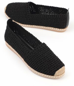 Capone Outfitters Capone Women's Oval Toe Black Slip On Thread Espadrilles
