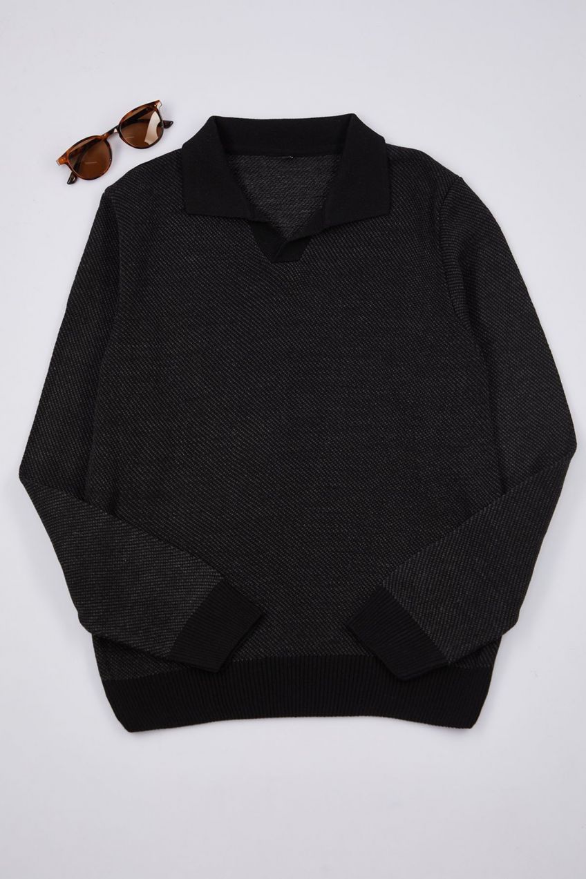 Trendyol Anthracite Regular Polo Neck Plain Knitwear Sweater