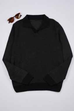 Trendyol Anthracite Regular Polo Neck Plain Knitwear Sweater
