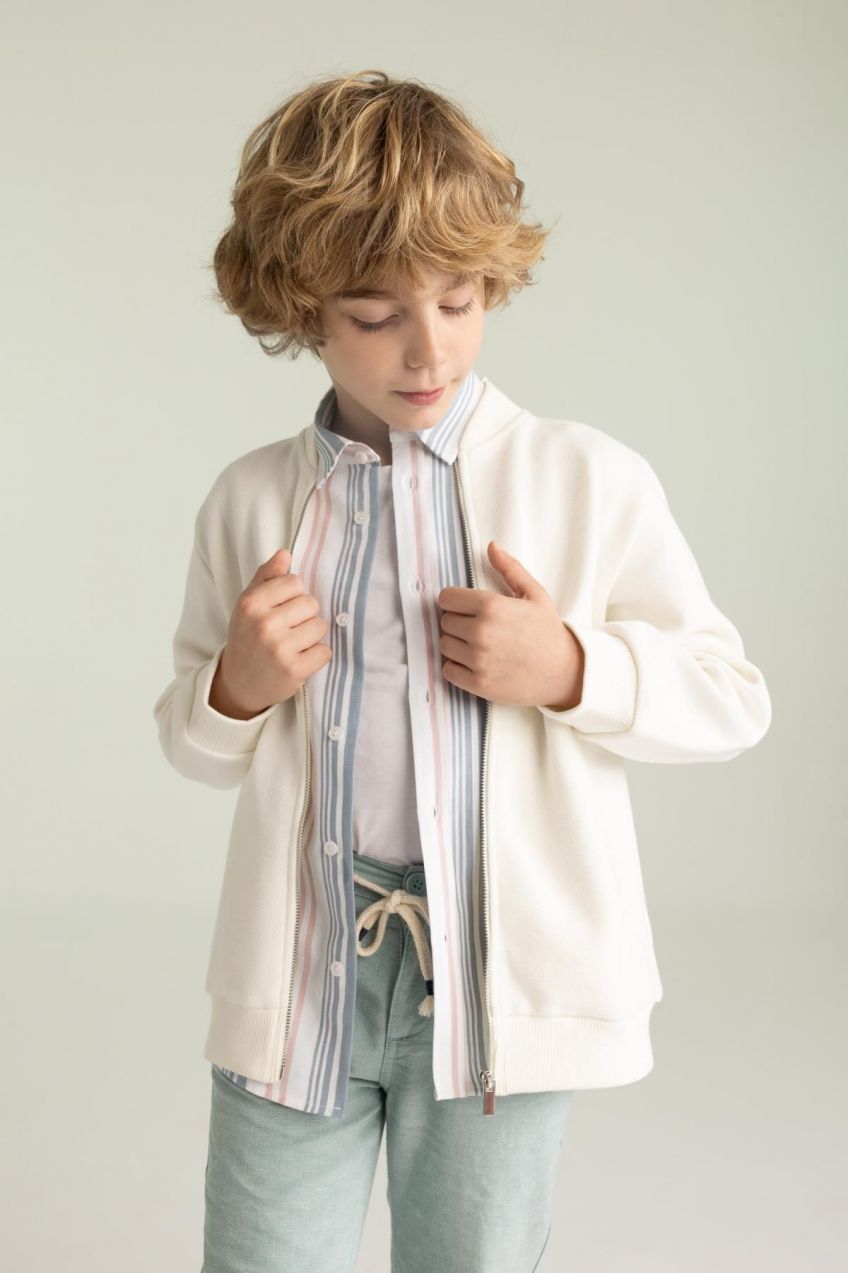 DEFACTO Boy's College Collar Bomber Cardigan