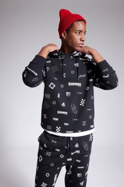 DEFACTO Boxy Fit Hooded Patterned Sweatshirt