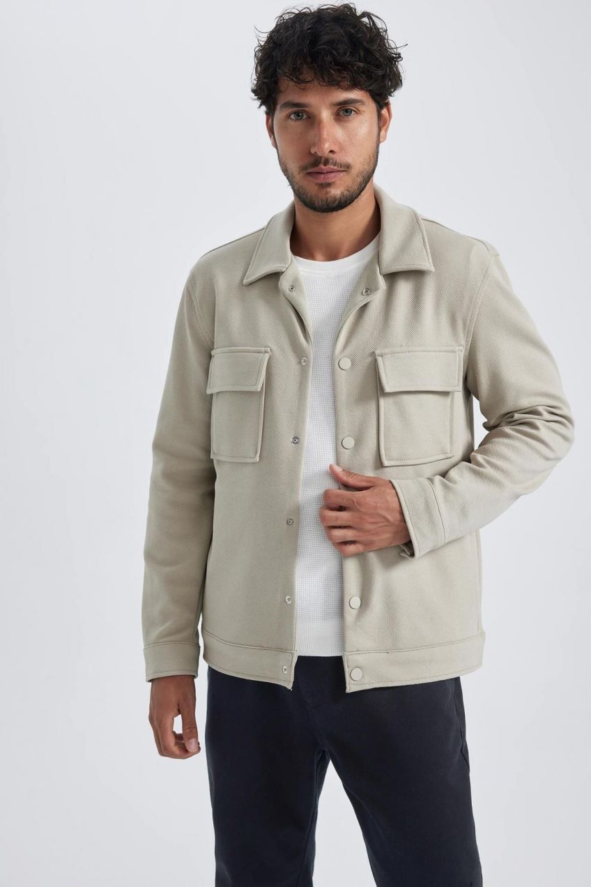 DEFACTO Regular Fit Polo Neck Shirt Jacket