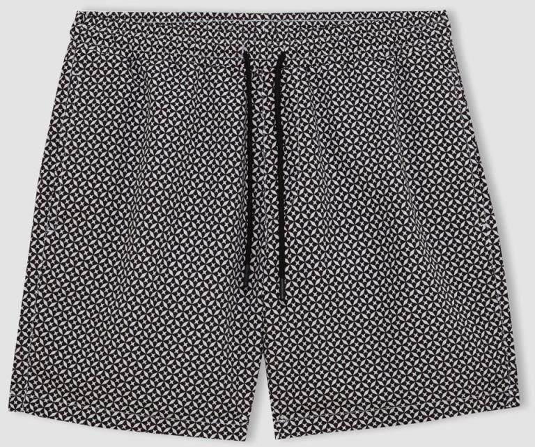 DEFACTO Regular Fit Patterned Mesh Lined Short Swim Shorts