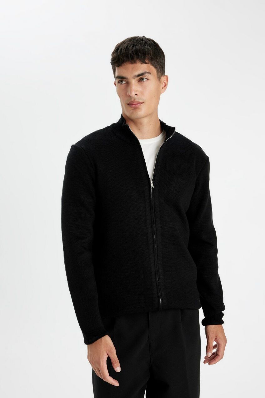 DEFACTO Standard Fit Turtleneck Knit Cardigan