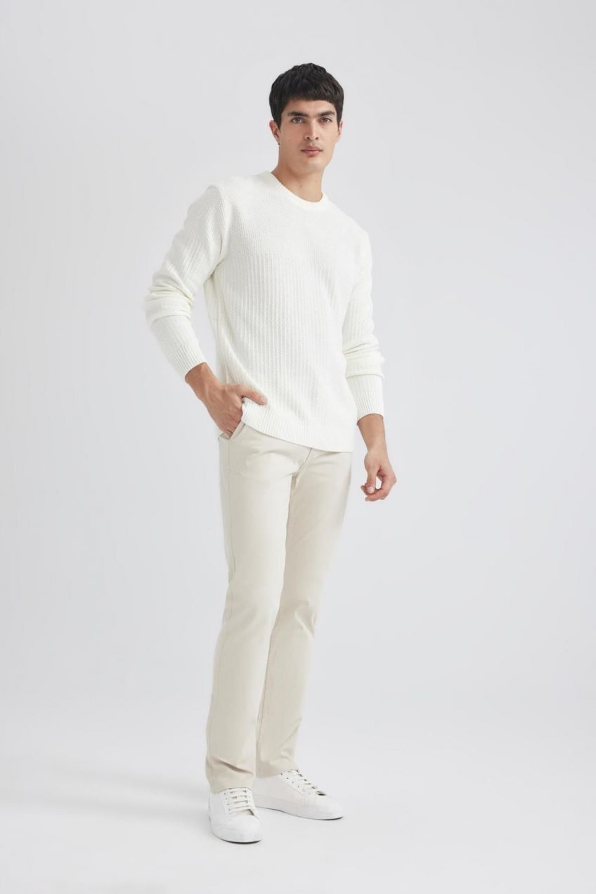 DEFACTO Regular Fit Zipper Pocket Straight Leg Gabardine Chino Canvas Trousers