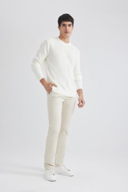 DEFACTO Regular Fit Zipper Pocket Straight Leg Gabardine Chino Canvas Trousers