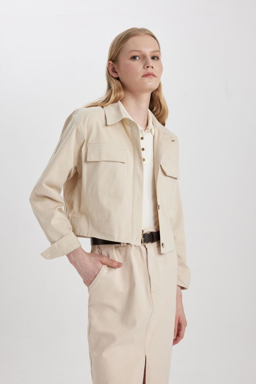 DEFACTO Regular Fit Gabardine Long Sleeve Shirt Jacket
