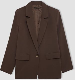 DEFACTO Oversize Fit Linen Blend Blazer Jacket