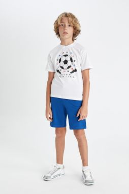 DEFACTO Boy's Printed Short Sleeve T-Shirt Shorts 2-Piece Set