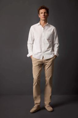 DEFACTO Regular Fit Zipper Pocket Straight Leg Gabardine Chino Canvas Trousers B2088ax23au