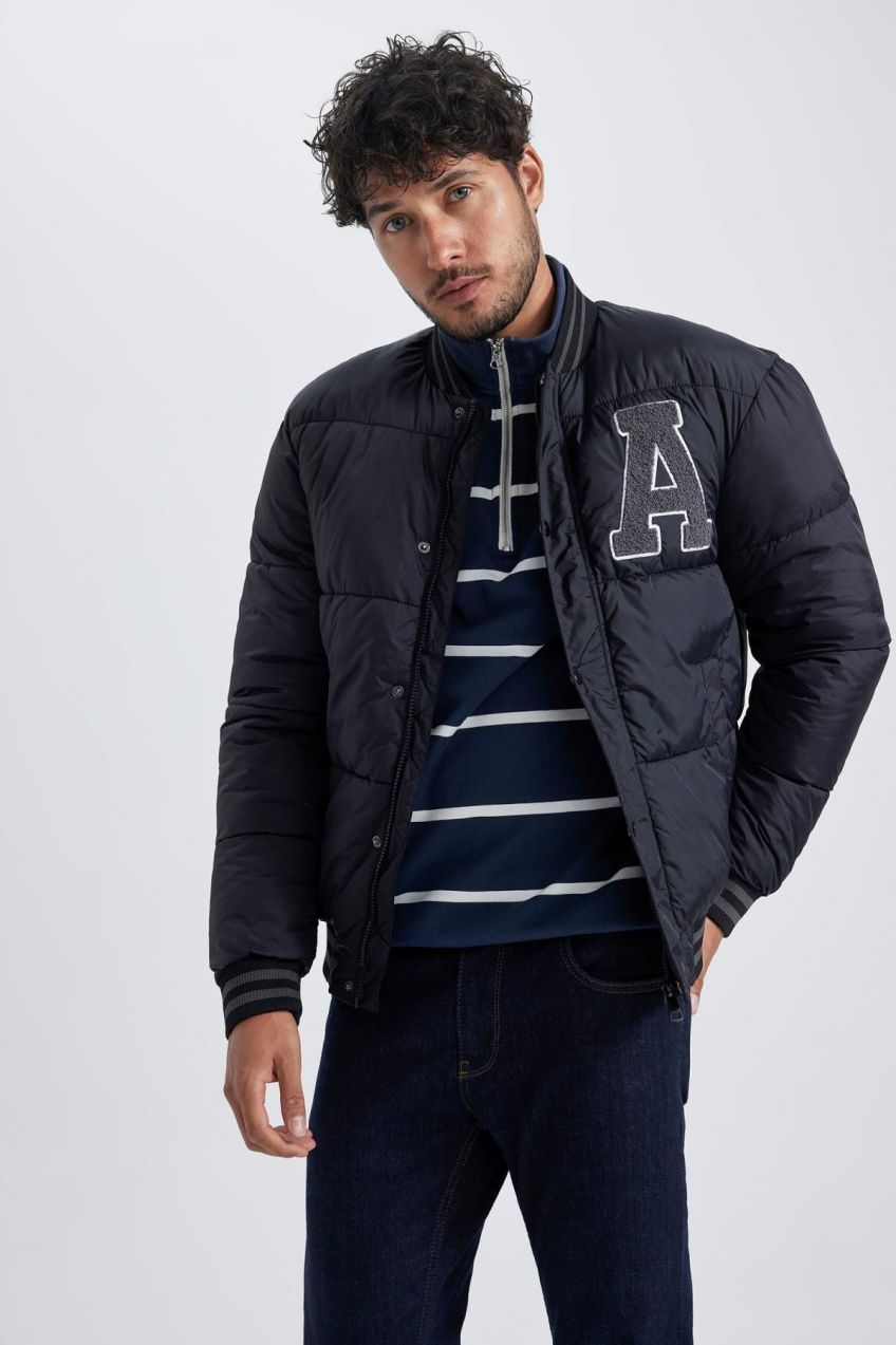 DEFACTO Water Repellent Oversize Fit College Collar Bomber Jacket