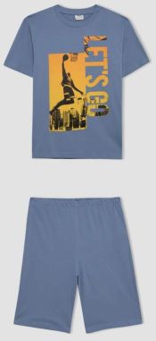 DEFACTO Boy's Printed Short Sleeve T-Shirt Shorts 2-Piece Set