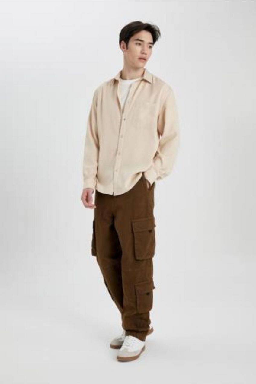 DEFACTO Baggy Fit Cargo Pocket Wide Fit Normal Waist Wide Leg Trousers