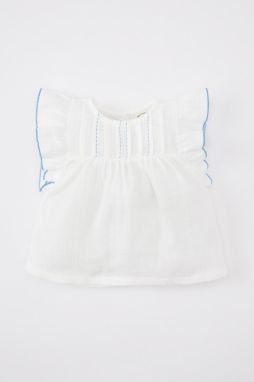 DEFACTO Baby Girl Crew Neck Muslin Short Sleeve Shirt
