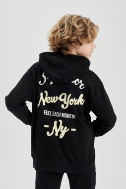 DEFACTO Boy's Oversize Fit Hooded Back Printed Sweatshirt