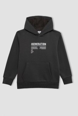 DEFACTO Boy Printed Hooded Thick School Sweatshirt