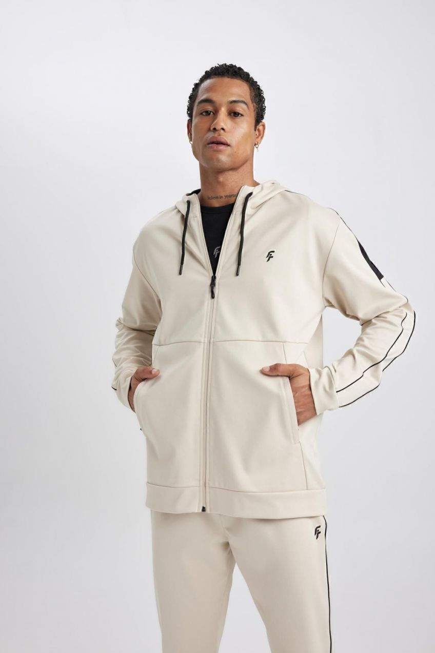 DEFACTO Fit Standard Fit Zippered Skuba Diver Fabric Cardigan