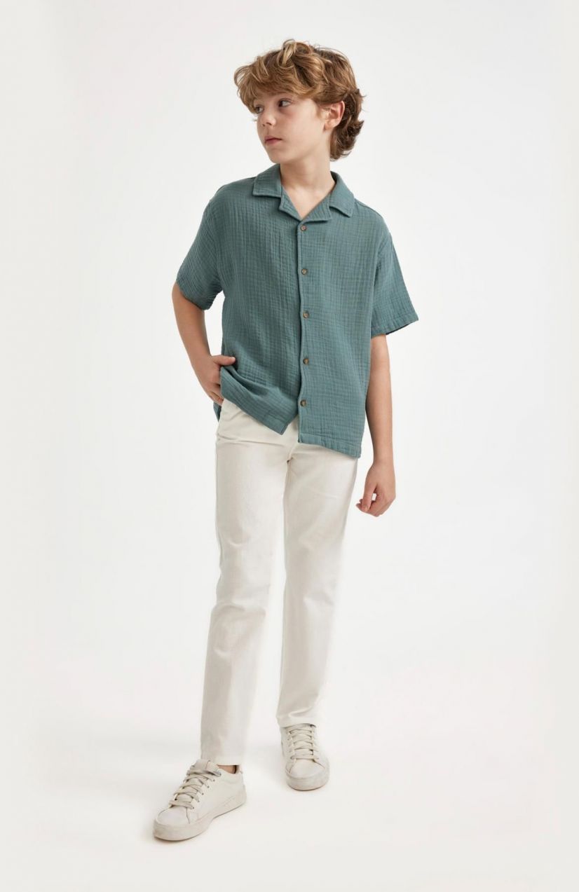 DEFACTO Boys' Standard Cuff Linen Look Trousers