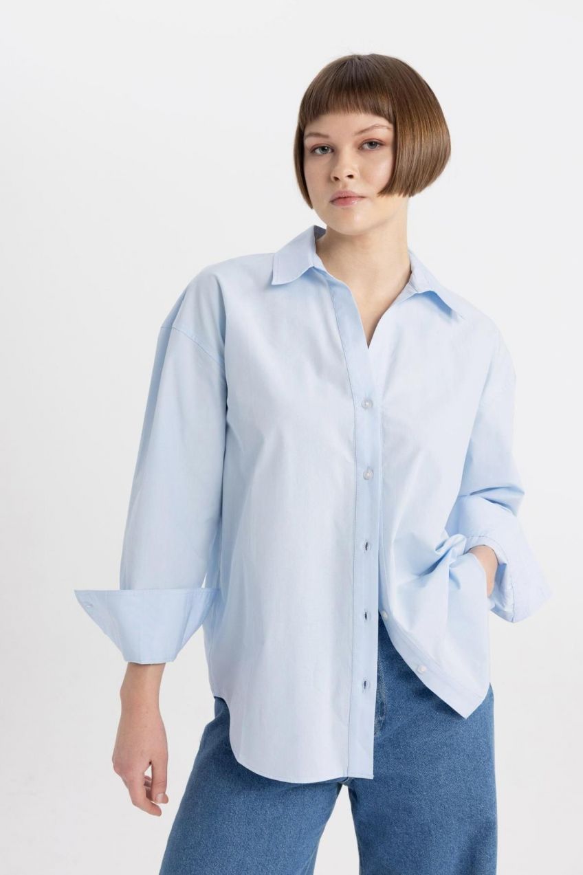 DEFACTO Oversize Fit Poplin Long Sleeve Shirt