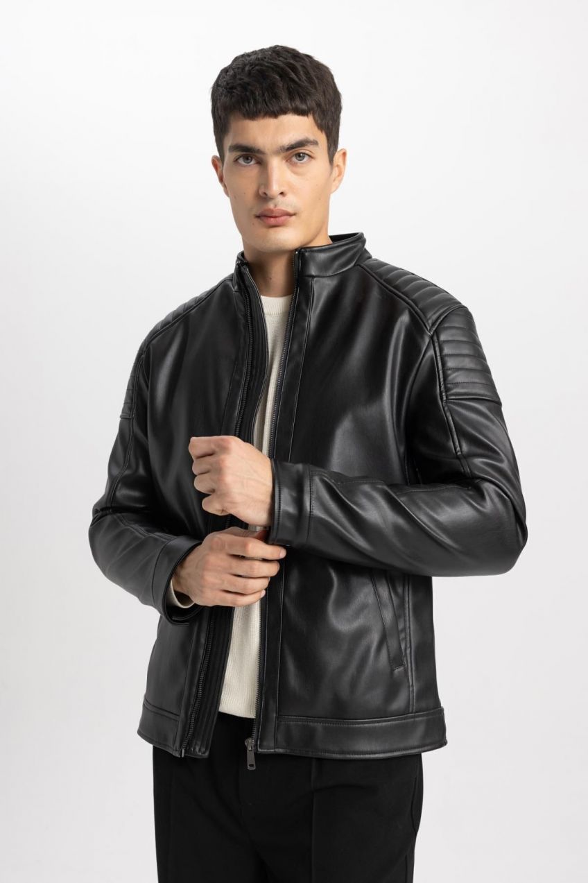 DEFACTO Water Repellent Slim Fit Stand Collar Taffeta Coat