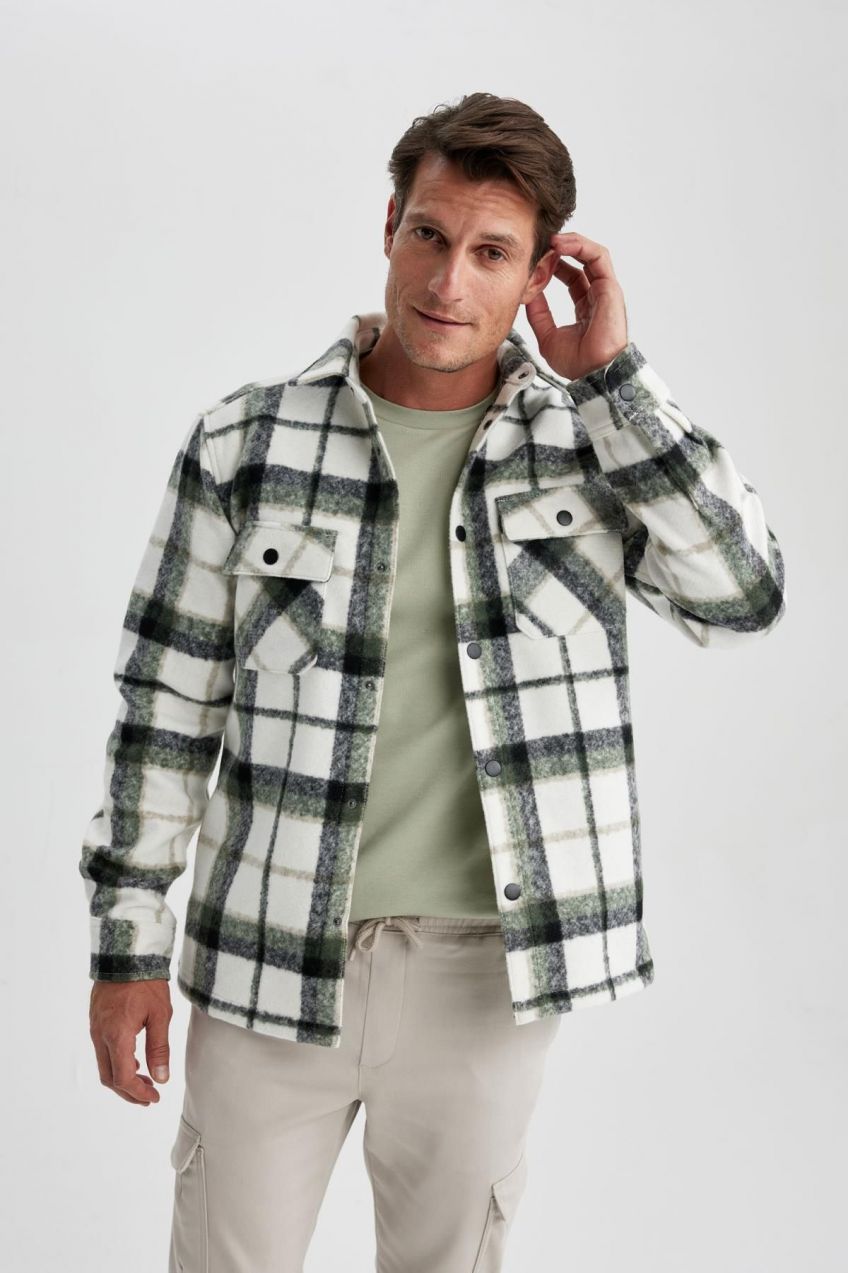 DEFACTO Regular Fit Polo Neck Shirt Jacket