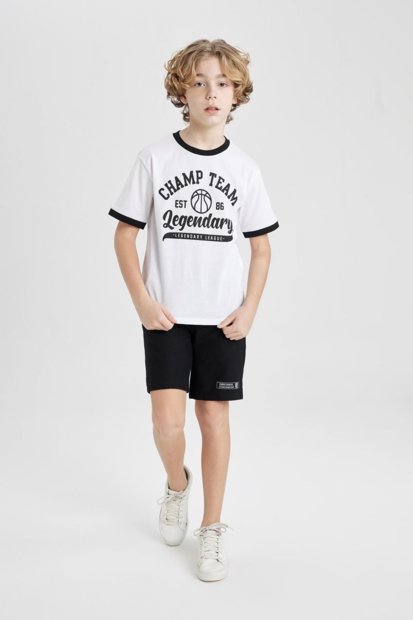 DEFACTO Boy's Printed T-shirt Shorts 2-Piece Set
