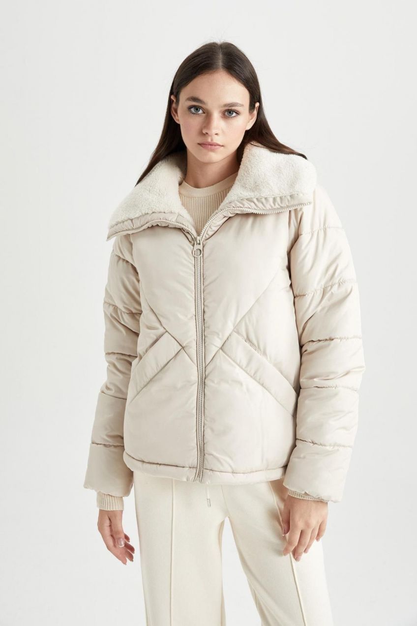 DEFACTO Waterproof Regular Fit Faux Für Lined Coat