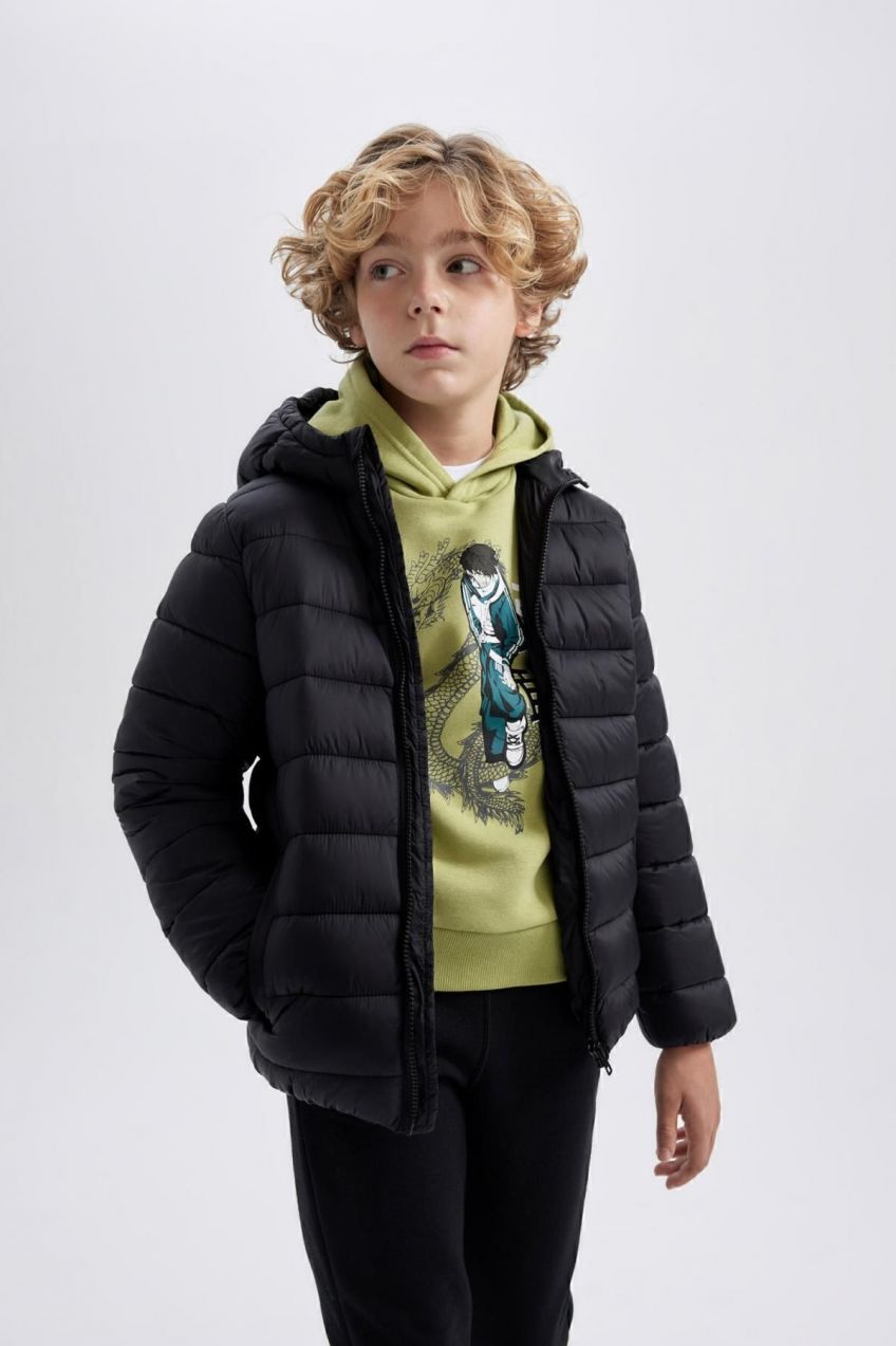 DEFACTO Boy's Water Repellent Hooded Puffer Jacket