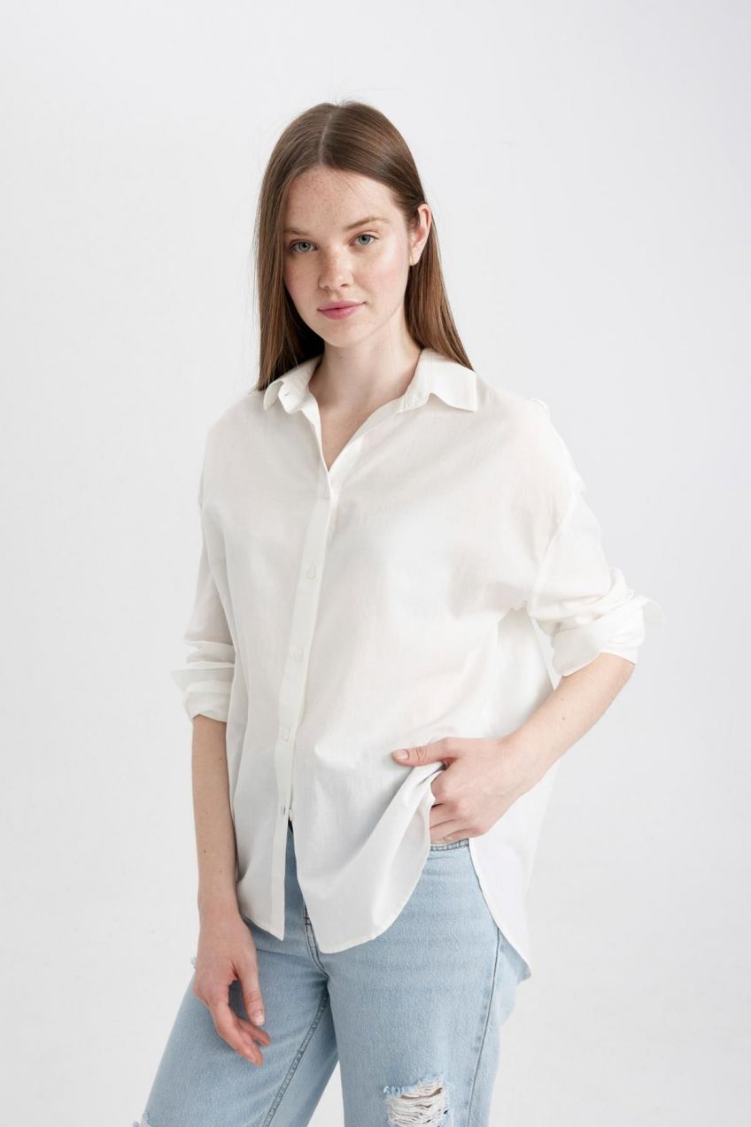 DEFACTO Oversize Fit Voile Long Sleeve Shirt
