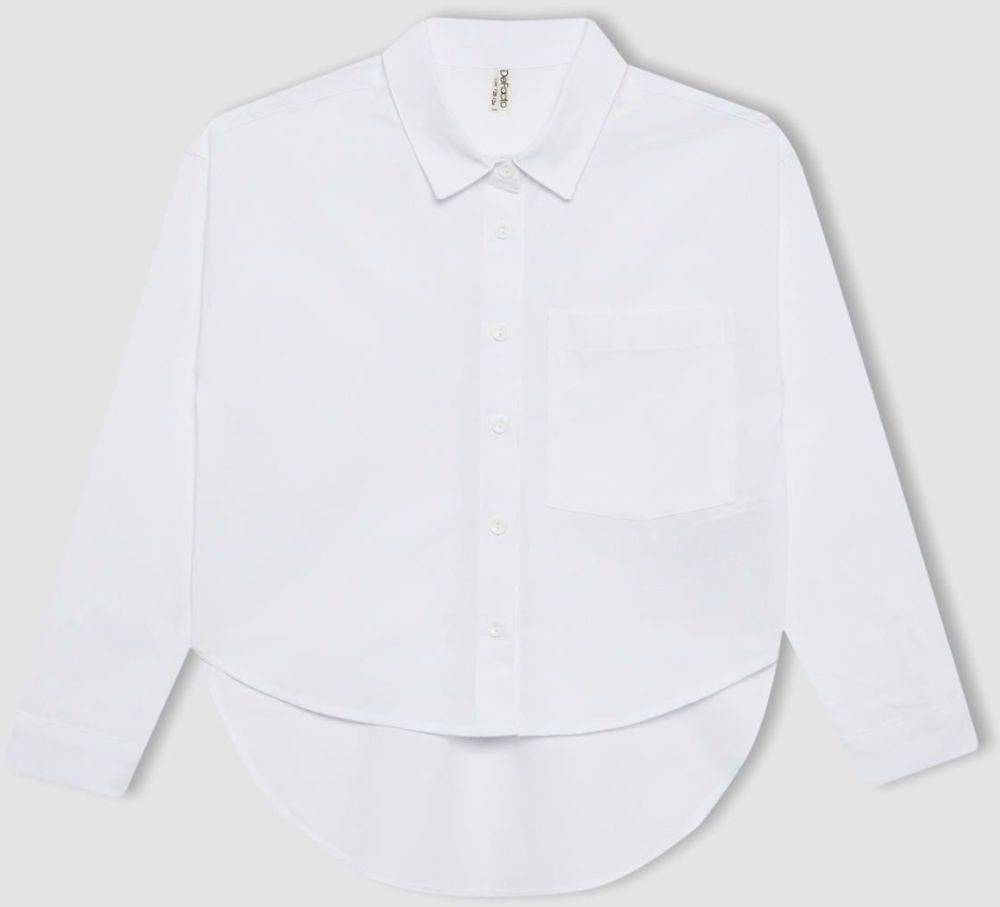 DEFACTO Girls Oversize Fit Oxford Long Sleeve Shirt