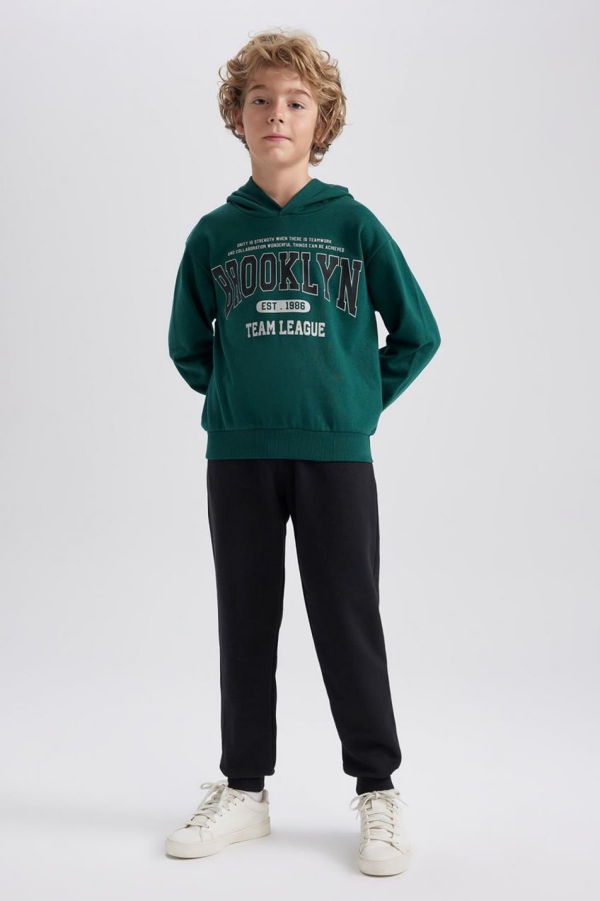 DEFACTO Boy's Printed Sweathirt Tracksuit Bottoms 2-Piece Set