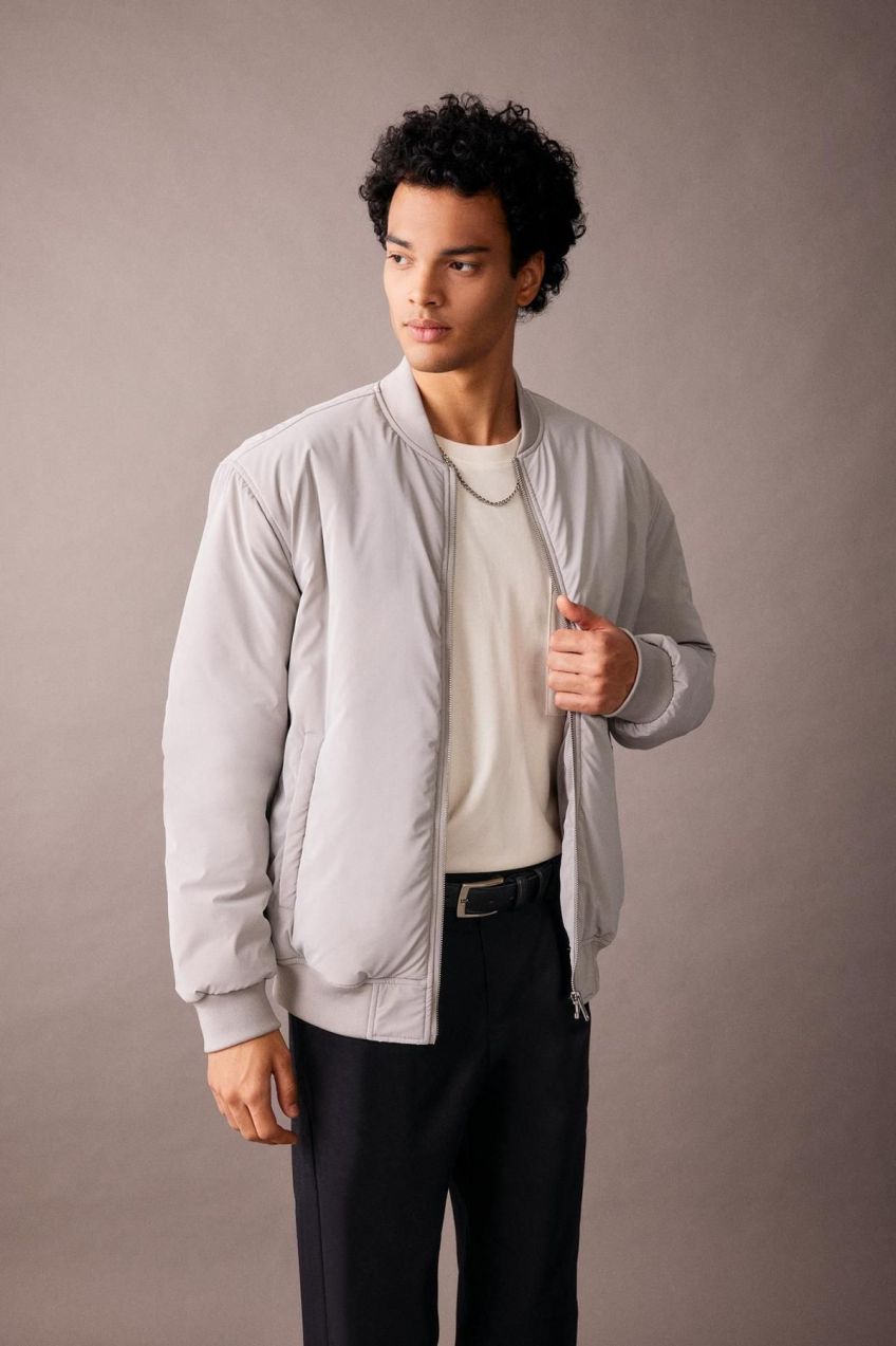 DEFACTO Slim Fit College Collar Bomber Coat