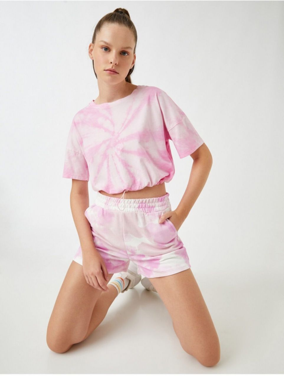Koton Tie-dye Printed Short Sleeve T-Shirt Cotton