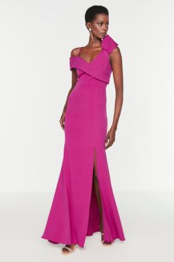 Trendyol Plum Collar Detailed Evening Dress